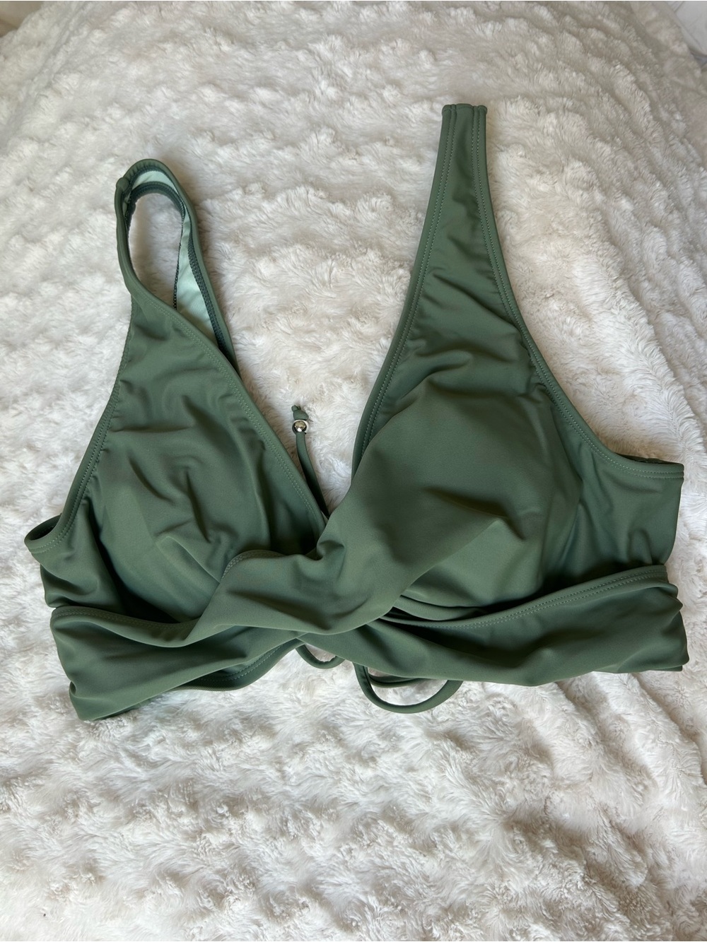 Cupshe Olive Green Twist-Front Bikini Top
